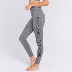 Spiritual Gangster Collegiate Practice Leggings heathered gray sz Large